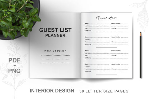 Guest List Planner KDP Interiors: Print-Ready Design Assets