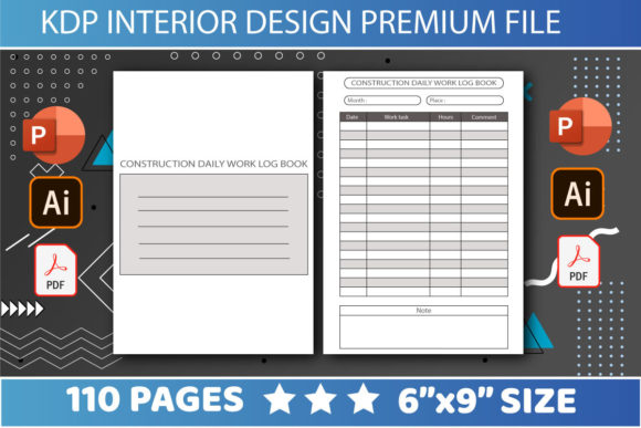 KDP Interiors Construction Work Log: Editable 6x9 Template