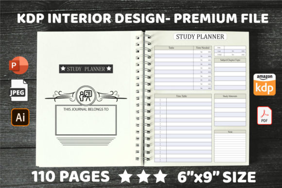 KDP Interiors Study Planner: Editable Log Book Template