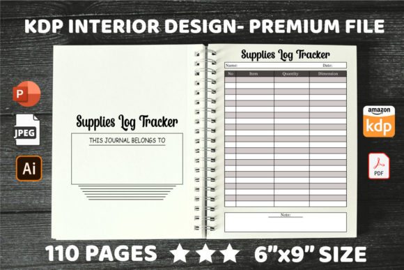 KDP Interiors Supplies Log Tracker: 6x9 Editable Template
