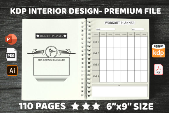 Kdp Interiors Workout Planner: Adaptable Templates for Fitness and Professional Tracking